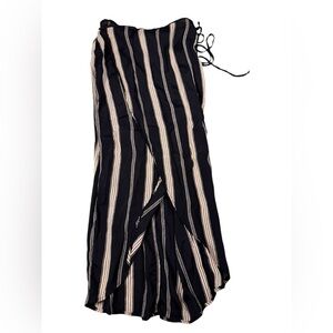 REFORMATION Black Cream Vertical Stripe Midi Swim Sarong Coverup XS